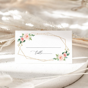 Blush Flowers, Pink Flowers, Boho, Bridal Shower  Place Card