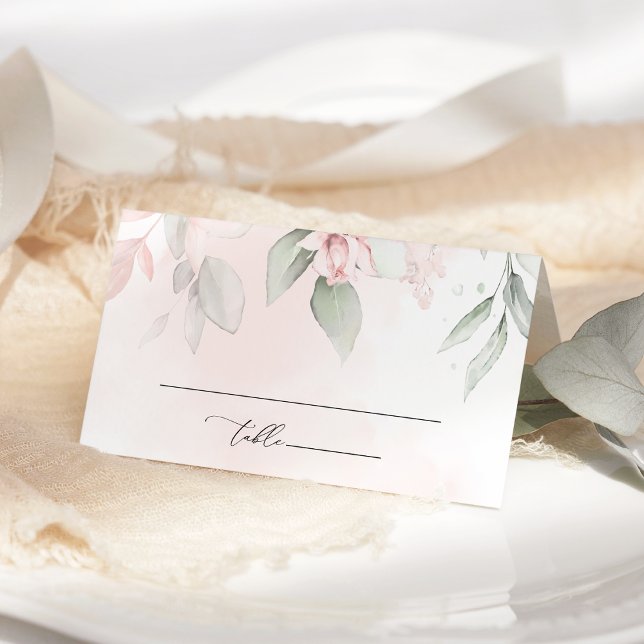 Blush Flowers, Pink Flowers, Boho, Bridal Shower Place Card (Creator Uploaded)