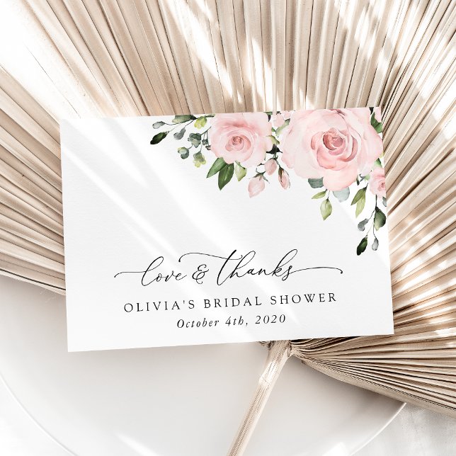 Blush Flowers, Pink Flowers, Boho, Bridal Shower Thank You Card (Creator Uploaded)