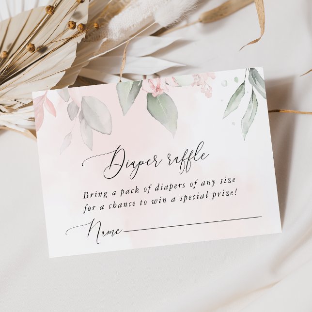 Blush Flowers, Pink Flowers, Boho, Diaper Raffle  Enclosure Card (Creator Uploaded)