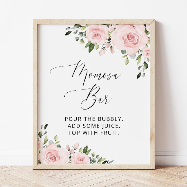 Blush Flowers, Pink Flowers, Boho, Momosa Bar Poster (Creator Uploaded)