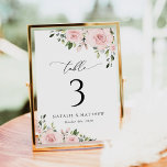 Blush Flowers, Pink Flowers, Boho, Table Numbers<br><div class="desc">Add a personal touch to your wedding celebration with these stylish and memorable party items! Design features blush pink watercolor flowers and greenery on white background.</div>