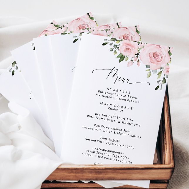 Blush Flowers, Pink Flowers, Boho, Wedding Menu (Creator Uploaded)