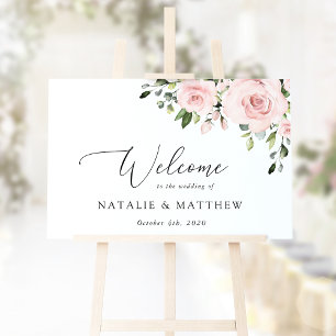 Blush Flowers, Pink Flowers, Boho, Wedding Welcome Poster