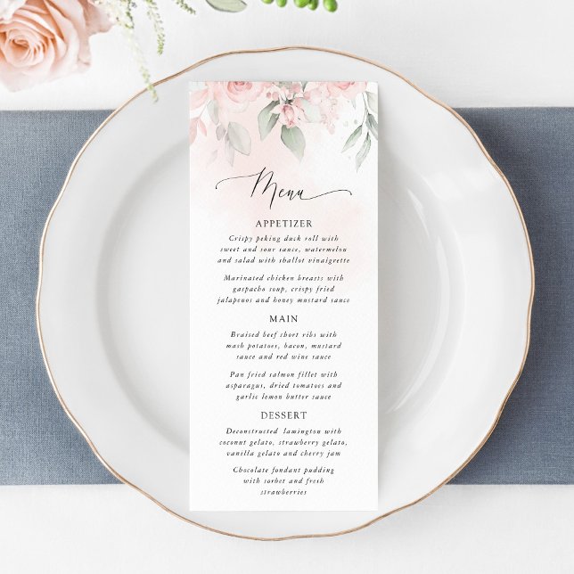 Blush Flowers, Pink Flowers, Bridal Shower Menu (Creator Uploaded)
