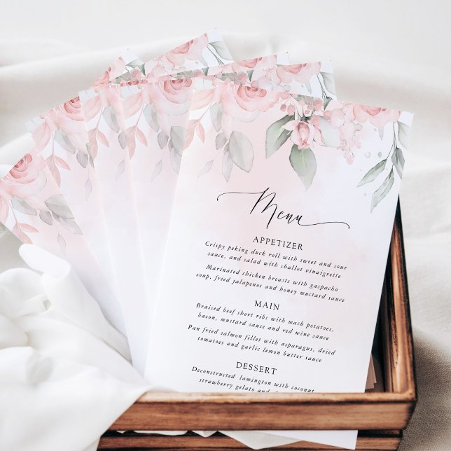 Blush Flowers, Pink Flowers, Bridal Shower Menu (Creator Uploaded)
