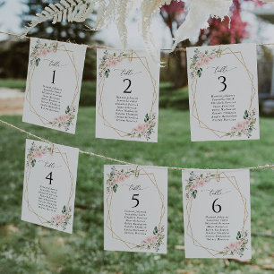 Blush Flowers, Pink Flowers, Seating Chart Cards