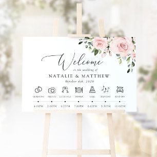 Blush Flowers, Pink Flowers, Wedding Timeline Poster