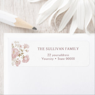 Blush flowers return address label