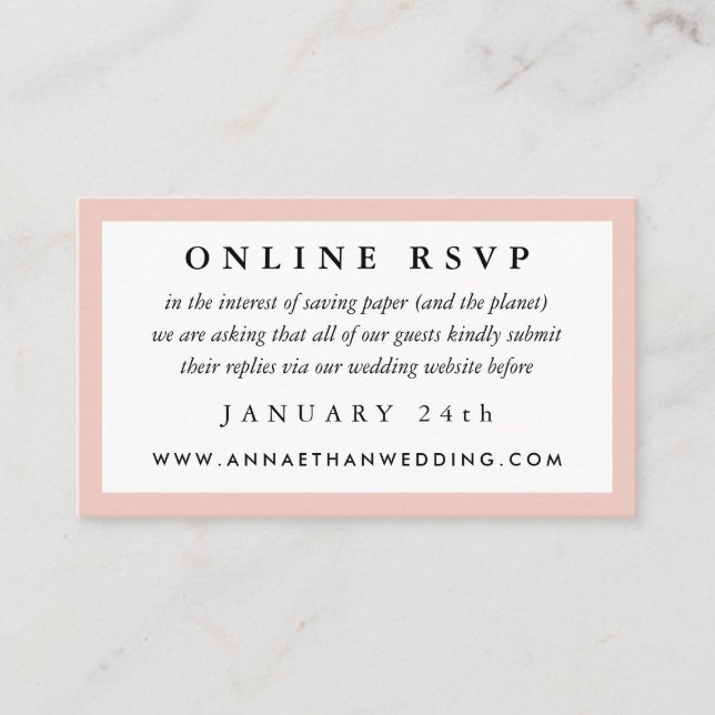 Blush Frame Wedding Online RSVP Card (Front)