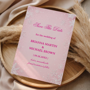 Blush Frosted Snowflake Winter Serenity Save The Date