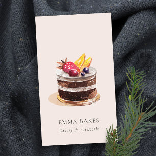 BLUSH FRUIT FLORAL CAKE PATISSERIE CUPCAKE BAKERY BUSINESS CARD
