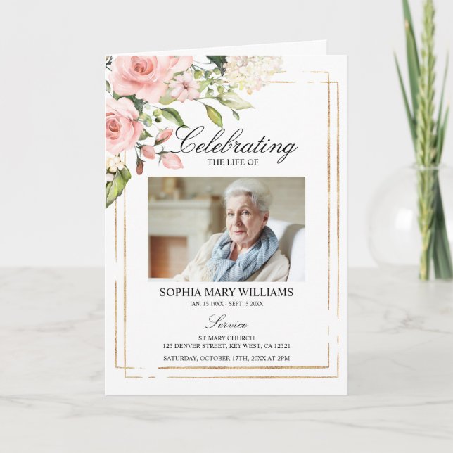 Blush Funeral Order of Service, Memorial Program Programme (Front)