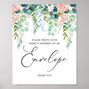 Blush Garden Baby Shower Address Envelope Sign