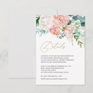 Blush Garden Floral Wedding Details Card