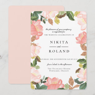 Blush Garden Floral Wedding Invitation
