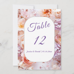 Blush Garden Romantic Wedding Table Number