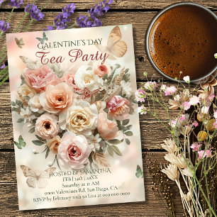Blush Garden Roses Galentine Tea Party Florals Invitation