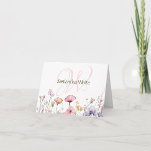 Blush Garden Watercolor Personalised Stationery Note Card