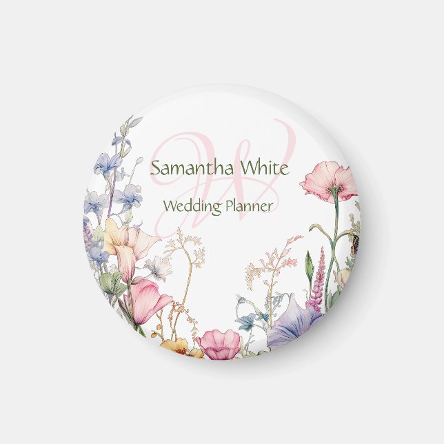 Blush Garden Watercolor Personalized  Magnet (Front)