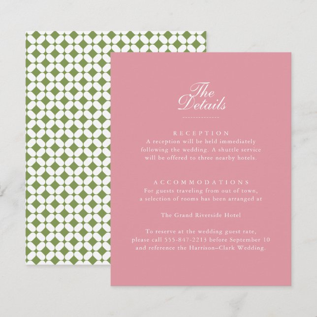 Blush Garden Wedding Details Card (Front/Back)