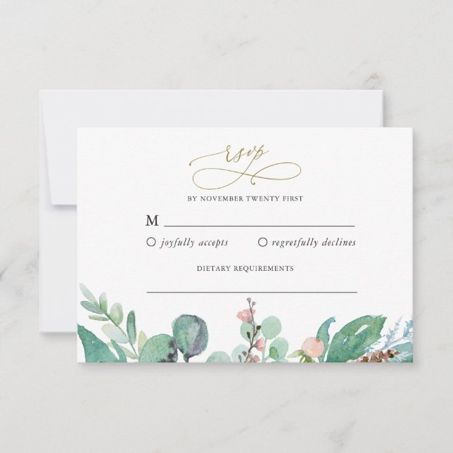 Blush Garden Wedding RSVP Reply Card (Front)