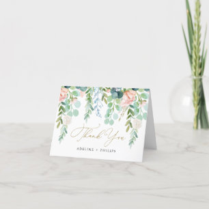 Blush Garden Wedding Thank You Card