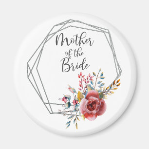 Blush Geometric Frame Mother of the Bride Round Magnet