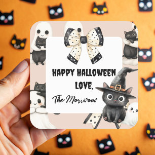 Blush Ghosts and Cats Halloween  Square Sticker
