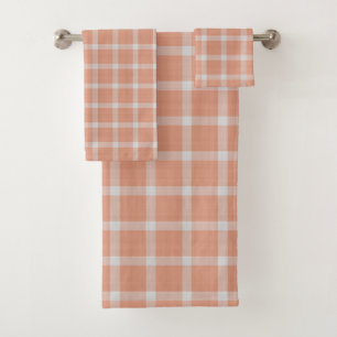 Blush Gingham Plaid Bath Towel Set