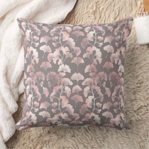Blush Ginkgo Luxe – Gold Botanical on Black (2) Cushion
