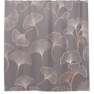 Blush Ginkgo Luxe – Gold Botanical on Black (3) Shower Curtain