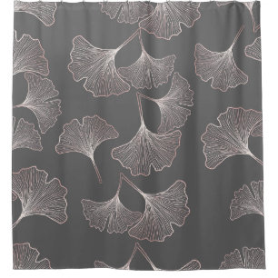 Blush Ginkgo Luxe – Gold Botanical on Black (4) Shower Curtain
