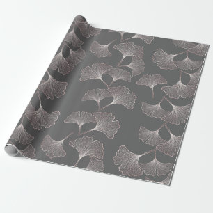 Blush Ginkgo Luxe – Gold Botanical on Black (5) Wrapping Paper