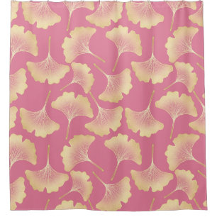 Blush Ginkgo Luxe – Gold Botanical on Pink (3) Shower Curtain