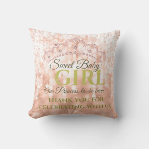 Blush Girly Diamond Rose Gold Sweet Baby Cushion