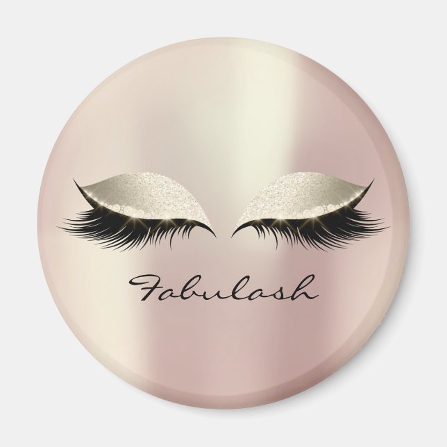Blush Girly Makeup Lashes Name Ivory Pink Eyes Magnet (Front)