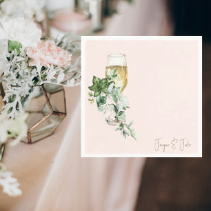 Blush Glass of Champagne Personalised Cocktail Napkin