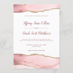 Blush Glitter Agate Online Virtual Wedding Invitation