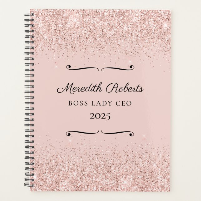 Blush Glitter Boss Lady CEO Personalised 2025 Planner (Front)