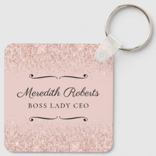 Blush Glitter Boss Lady CEO Personalised Keepsake Key Ring