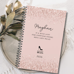 Blush Glitter Boss Lady Rules Personalised Planner