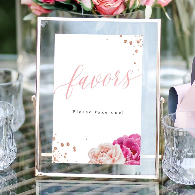 Blush Glitter Bridal Shower Favours Tabletop Sign (Creator Uploaded)