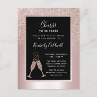 Blush Glitter Champagne Toast 30th Birthday Party
