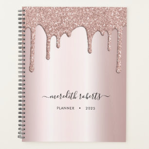 Blush Glitter Drip Metallic Boss Lady Annual Planner