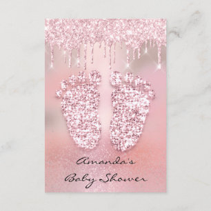 Blush Glitter Drips Rose Gold  Baby Shower Feet Invitation