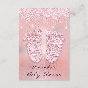 Blush Glitter Drips Rose Pink  Baby Shower Feet Invitation