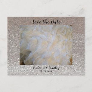 Blush Glitter Photo Date Announcement Postcard