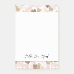 Blush Glitter Pink Cream Brown Hearts Post-it Notes