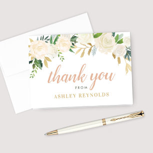 Blush Gold and Green Floral Wedding Bride Thank You Card